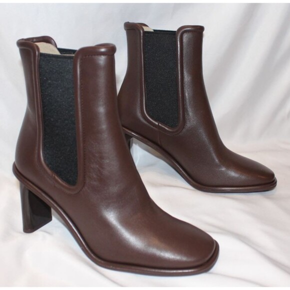 Coach Women's Geneva Maple Brown Leather Heeled Chelsea Boots Shoes 8 - Picture 1 of 6